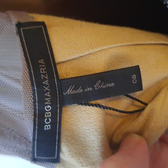 BCBGMAXAZARIA Tan Faux Leather Dress with Mesh Back Size 8 - Picture 6 of 6